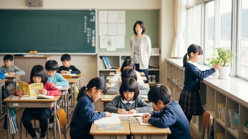 評価せずに子どもの学びを静かに見守る教師の姿